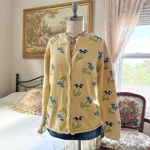 Y2K Standard Blues yellow floral‎ cardigan size medium